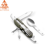 NPOT BBQ Camping Cutlery Set, Outdoor Cutlery- Exquisite Foldable Stainless Steel 7-in-1 Camping Cutlery